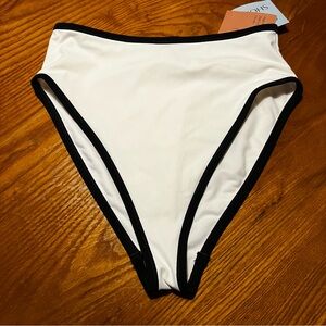 NWT Shade & Shore Off White High-Waisted Hi Leg Bikini Bottom Size S